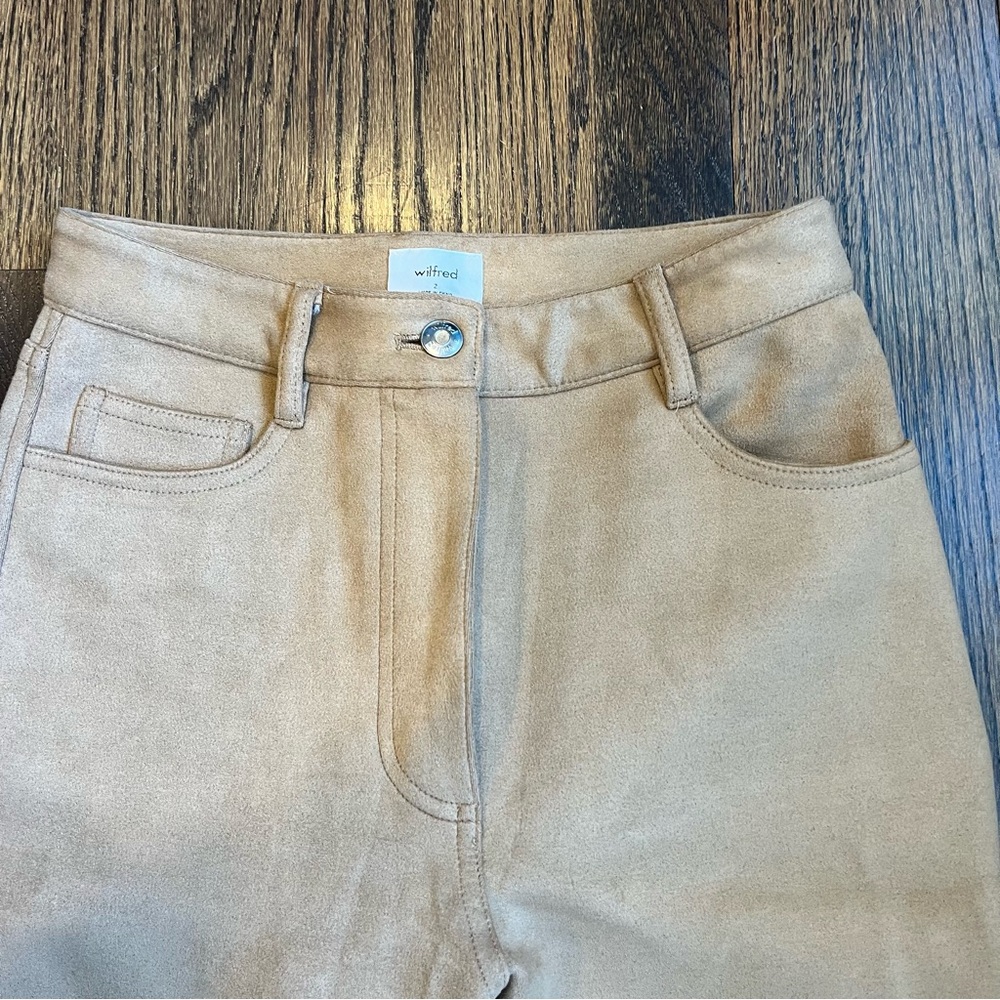 Wilfred (Aritzia) Faux Suede Brown Pants straight leg size 2 - Picture 2 of 8